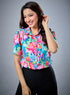 Printed Short Sleeve Floral Chiffon Top