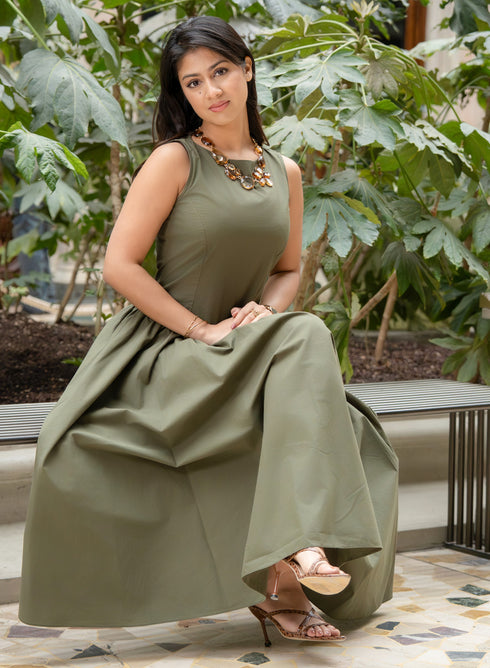 Low Waist Sleeveless Cotton Dress