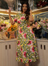 Pink Floral Printed Flared Chiffon Dress