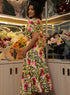 Pink Floral Printed Flared Chiffon Dress