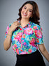 Printed Short Sleeve Floral Chiffon Top