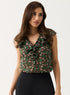 V Neck Floral-Printed Front Button Top