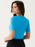 Curve V Neck Ponte Top - Blue