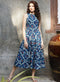 Sleeveless Three Tiered Blue Dress