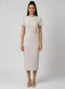 Beige Sleeve Detail Bodycon Formal Dress