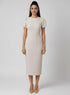Beige Sleeve Detail Bodycon Formal Dress