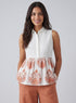 Halter Neck Block Printed Peplum Top