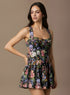 Floral Printed Back Cross Detail Dress