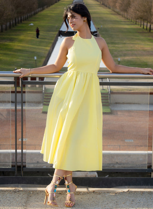 Halter Neck Cotton Midi Dress