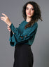 Chiffon Bow Dark Green Top
