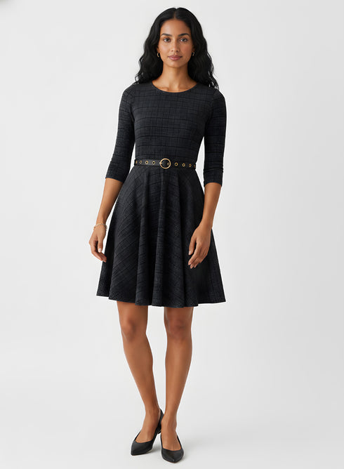 Scoop Neck Gingham Skater Dress