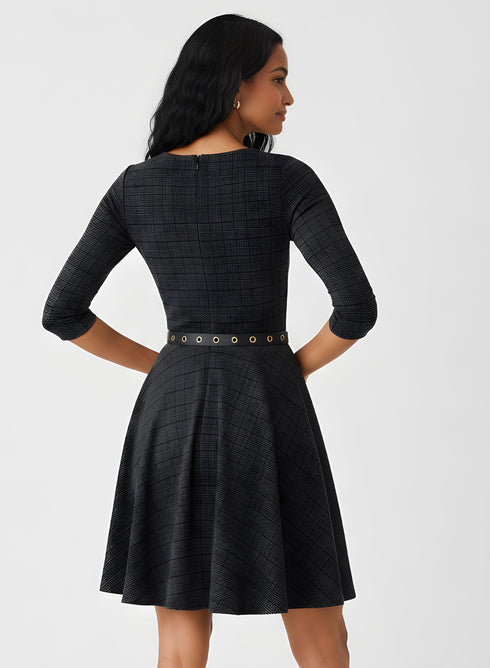 Scoop Neck Gingham Skater Dress