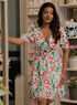 Printed Vneck Short Sleeve Mini Dress