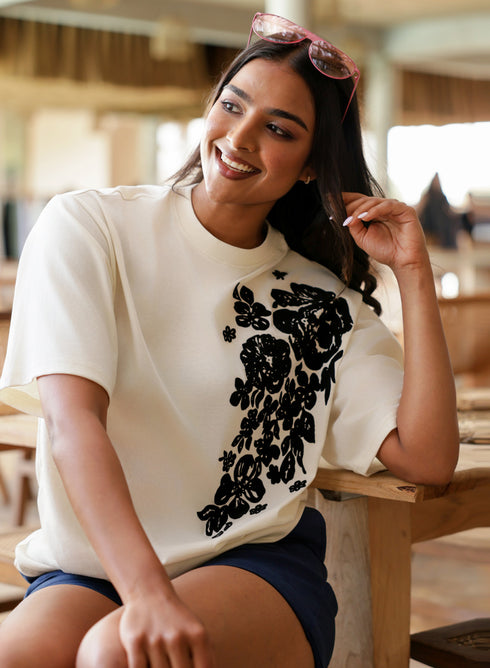 Floral Printed White T-Shirt