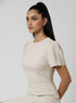 Beige Sleeve Detail Bodycon Formal Dress