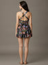 Floral Printed Back Cross Detail Dress