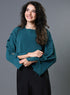 Chiffon Bow Dark Green Top