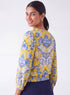V Neck Yellow Printed Crop Top