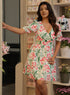 Printed Vneck Short Sleeve Mini Dress