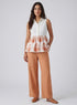 Halter Neck Block Printed Peplum Top