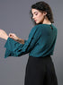 Chiffon Bow Dark Green Top