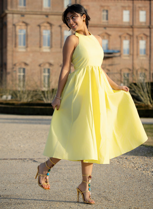 Halter Neck Cotton Midi Dress