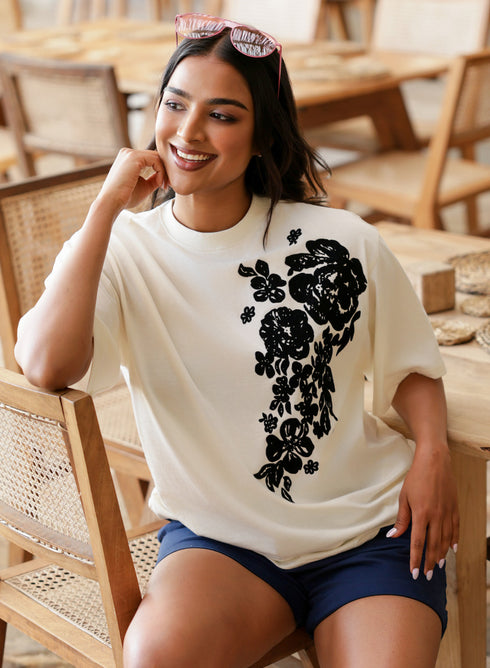 Floral Printed White T-Shirt