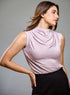Sleeveless Pleated Shoulder Rosegold Top
