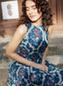 Sleeveless Three Tiered Blue Dress
