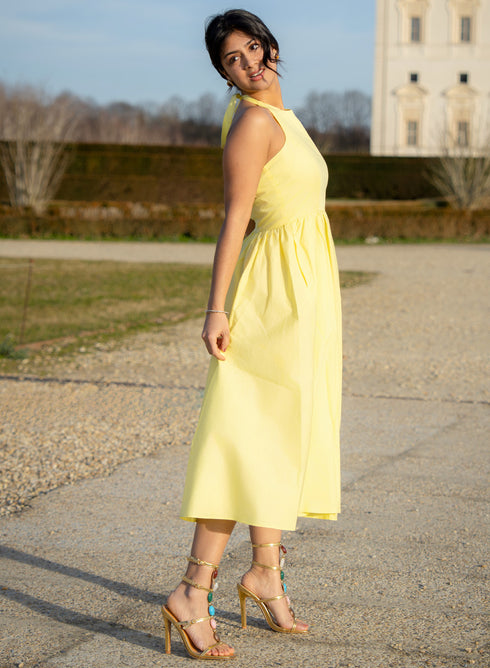 Halter Neck Cotton Midi Dress