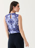 Printed Sleeveless Turn-Up Neck Top