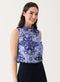 Printed Sleeveless Turn-Up Neck Top