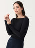 Long Sleeve Ponte Top - Black