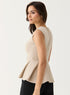 Front Open Sleeveless Top - Beige
