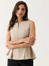 Front Open Sleeveless Top - Beige