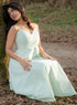 Deep V Neck Cotton Midi Dress Mint