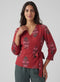 Side Tie Block Printed Peplum Top