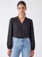 Black Rose Long Sleeve Chiffon Top