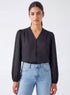 Black Rose Long Sleeve Chiffon Top