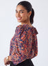 Back Detailed Long Sleeve Maroon Printed Top