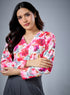Long Sleeve V Neck Printed Top