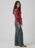 Side Tie Block Printed Peplum Top