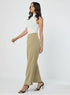 Khaki Green Waist Tab Detailed Formal Pant