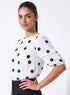 White Polka Dot Sleeve Pleated Top