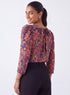 Back Detailed Long Sleeve Maroon Printed Top