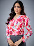 Long Sleeve V Neck Printed Top