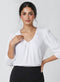 Off White Puff Sleeve Chiffon Top