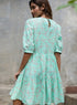 Diagonal Cut Block Green Printed Dress