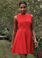 Red Sleeveless Back Tie Cotton Dress