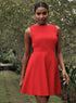 Red Sleeveless Back Tie Cotton Dress